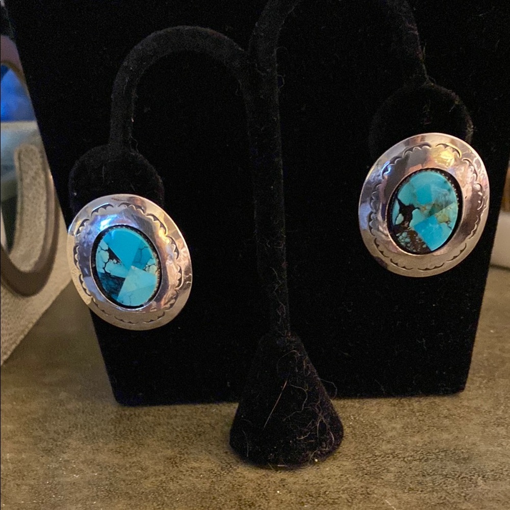 W Carviso  JSterling Silver & Genuine Turquoise earrings